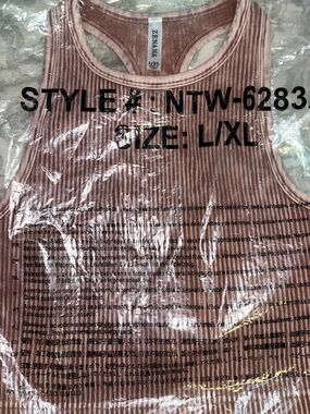 ZENANA L/XL Ribbed Velvet Racerback Tank Top - Blush Brown
